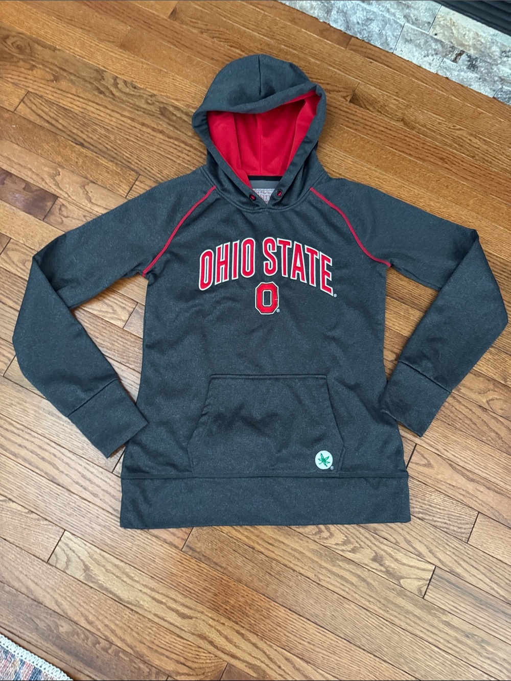 Ohio State Women's Gray & Red Hooded Pullover Sweatshirt